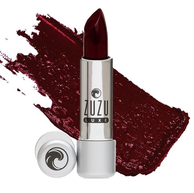 Zuzu Luxe Lip Color Lipstick (Femme Fatale - Deep Red/Cool Cr?me) Natural Hydrating Lipstick Paraben Free Vegan Gluten-free Cruelty-free Non GMO 0.13 oz