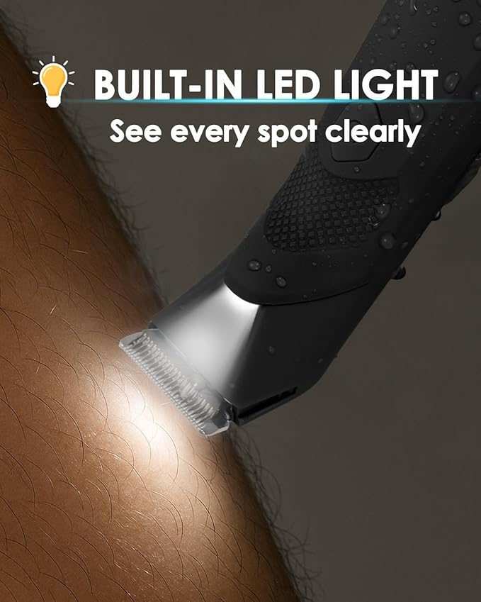 Manscaper for Men Groin Trimmer for Men and Women Body Hair Trimmer and Ball Trimmer with Light Pubic Hair Shaver Manscape Kit 7 Precisions Waterproof Wet / Dry Grooming 240 Minutes Shaving