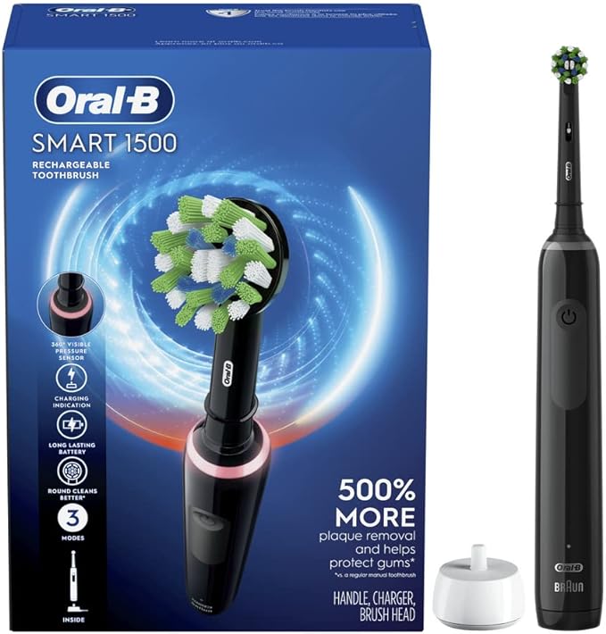 Oral-B Smart 1500 Electric Power Rechargeable Battery Toothbrush Black