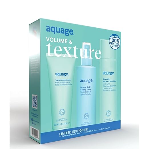 AQUAGE Volume &amp Texture Limited Edition Styling Kit Transforming Paste Beyond Body Sealing Spray and Volume &amp Definition Spray Wax 20 fl. oz.