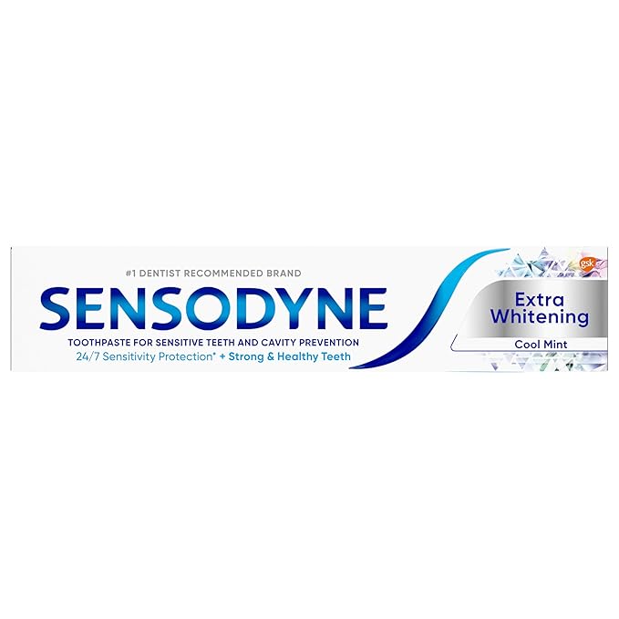Sensodyne Extra Whitening Sensitive Teeth and Cavity Prevention Whitening Toothpaste Amazon Exclusive Cool Mint Amazon Exclusive- 4 Ounces (Pack of 4)