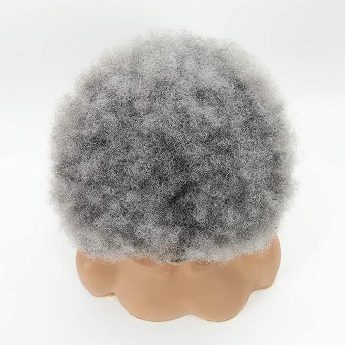 Short Afro Wig for Black Women Smoky Gray Afro Wigs Unisex Men Women Large Bouncy and Soft Natural Looking Hair Short Afro Kinky Curly Premium Synthetic Wig(Gray)