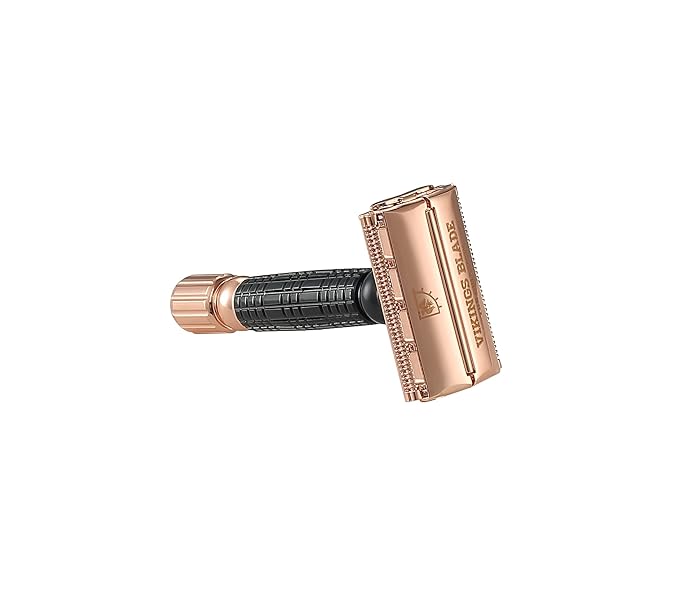 VIKINGS BLADE Double Edge Safety Razor for Men + 5 Swedish Steel Blades + Luxury Case. Smooth Reusable Eco-Friendly (Chieftain ?œOdin??