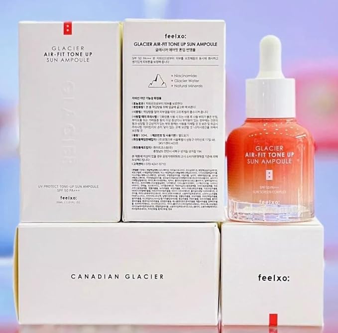 123 UBuy Shop_Korea Glacier Air-Fit UV Protect Tone-Up Sun Ampoule 30ml SPF50+/PA+++ Daily Tone-up Sun Care and Foundation free for Make-up.