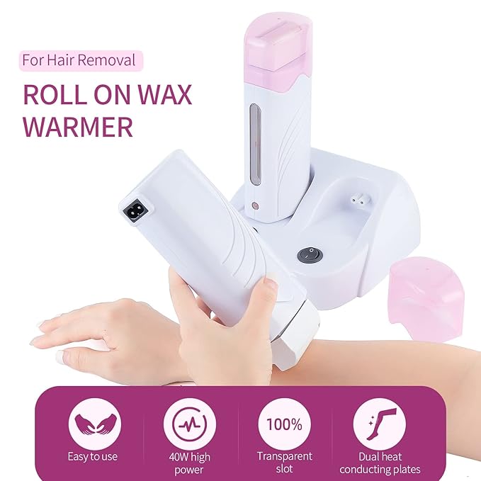 110V Roll On Wax Warmer for Hair Removal Double Wax Roller Heater Home Waxing Kit for Women and Men