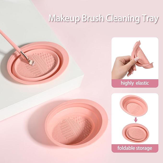 Makeup Brush Set for Foundation Concealer Eyeshadow and Travel Include Make Up Brush Sponge 51PCS Pink