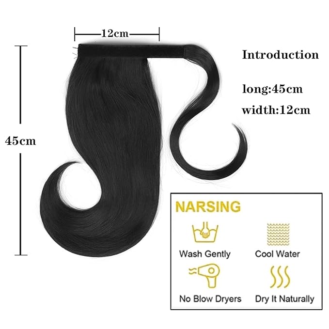 EARSHOT Hair Buns Hair Piece Synthetic Long Straight Ponytail Wrap Around Wig Extension Bun 18 Inch Ponytail Hair Clip for Women Everyday Use Hair Accessories For Girls (Color : 09 Size : 18inches)