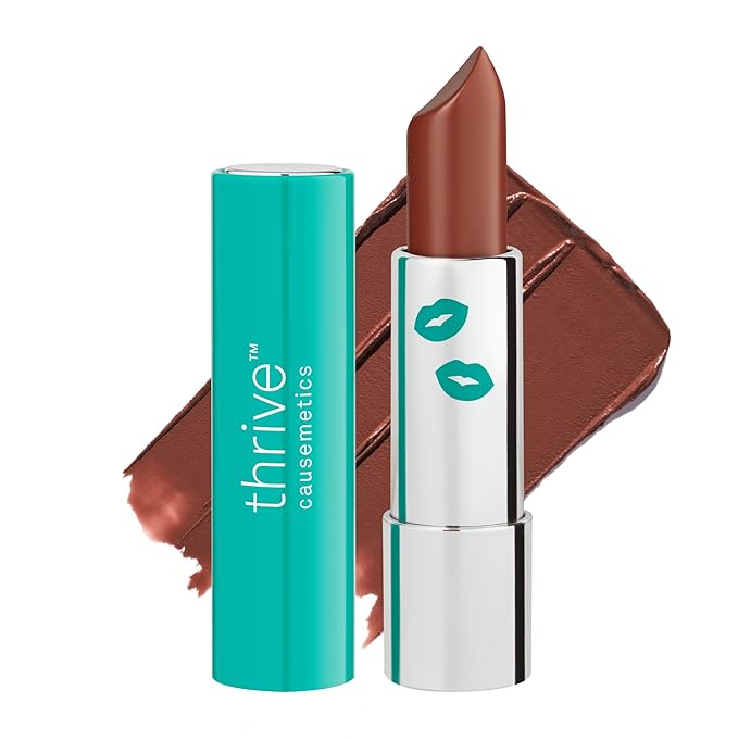 Thrive Causemetics Impact-FULL Smoothing Lipstick Moisturizing Lip Makeup Essential with Health & Beauty > Health Care > Vitamins & Supplements > Vitamins > Vitamin E Lightweight Creamy Lipstick for Women Long Lasting Vegan Shade Brandy (Spice Brown)