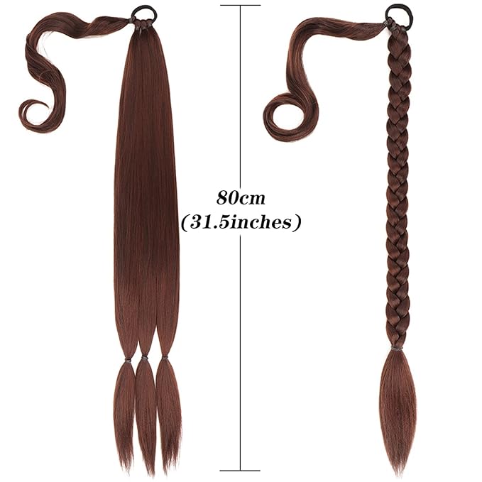 EARSHOT Hair Buns Hair Piece 80cm Synthetic Wraparound Long Braided Ponytail Hair Extension Headband Synthetic Wig Piece Bun for Women's Daily Use Hair Accessories For Girls (Color : F)