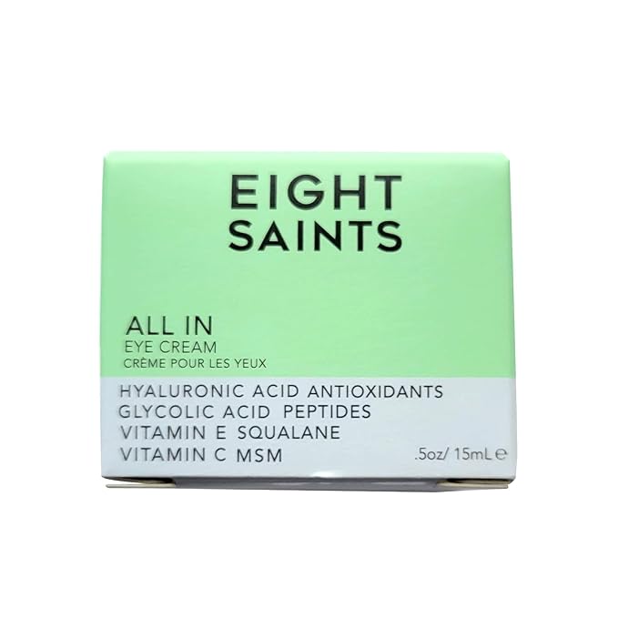 Eight Saints Skin Care All In Eye Cream Natural and Organic Anti Aging Under Eye Cream to Reduce Puffiness Wrinkles and Under Eye Bags Dark Circles Under Eye Treatment 0.5 Ounces