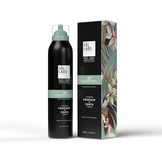 SOL LABS Mineral Sunscreen Spray SPF 50 ? Reef Safe Sunscreen Spray Lightweight Zinc Oxide Water-Resistant ? Korean Skincare Face &amp Body Sun Protection