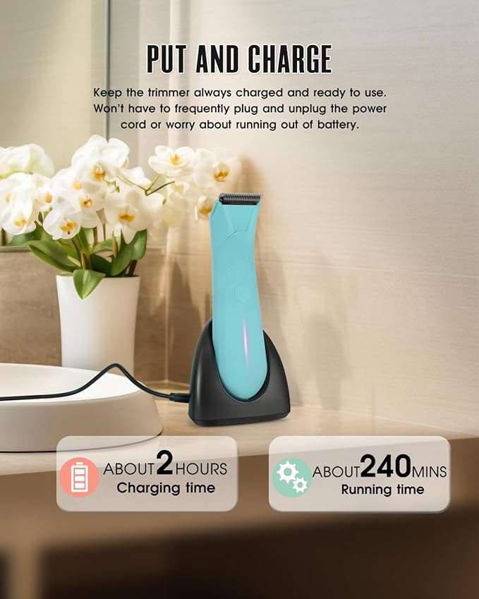 Bikini Trimmer for Women Electric Shaver for Women with Light Pubic Hair Trimmer Waterproof Wet/Dry Personal Body Hair Grooming 7 Precisions 240 Minutes Shaving