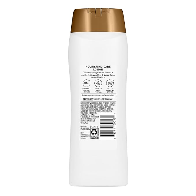 Suave Nourishing Care Hand &amp Body Lotion with Shea Butter for Women Deep Moisture for Dry Skin Fast Absorbing Allergen Free Moisturizing Cream 18FL OZ 6 Pack