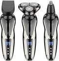 Head Shaver for Men 3 in 1 Electric Shaver Nose Hair Trimmer USB Rechargeable Portable Razor 3D Floating Blade Digital Display Shaving Beard Machine 3 in 1 Kits