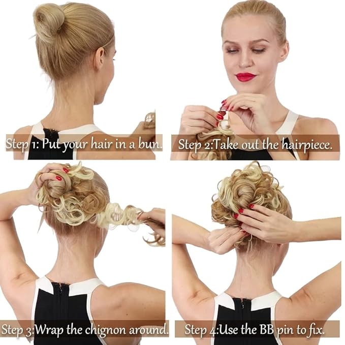 EARSHOT Hair Buns Hair Piece 80cm Women's Synthetic Bun Messy Bun with Elastic Band Hair Bun Curl Wig Ponytail Extension Hair Extensions Wig Hair Accessories For Girls (Color : 6AH613)