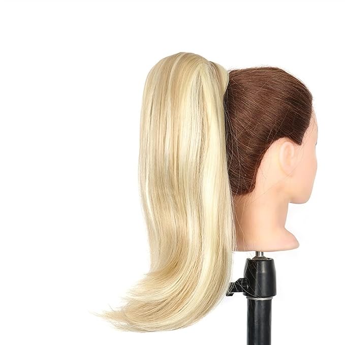 EARSHOT Hair Buns Hair Piece 18 Inch Synthetic Straight Ponytail Hair Extensions Wig Bun Wrap Ponytail Barrette Clips for Women Hair Accessories Hair Accessories For Girls (Color : P1B/27)