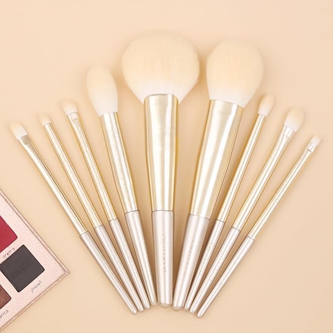 Natural Hair Makeup Brush Set Professional Fox Hair Makeup Brushes Set with Case by Luxury ENZO KEN Gold Cosmetic Brushes Makeup Set Natural Makeup Brushes Natural Bristle Makeup Brushes.(Cloud)