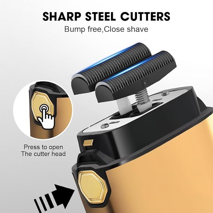 Men's Shaver Shaving Machine Men Electric Shaver Hair Clipper Rechargeable Metal Housing Pro Electric Shaver for Men Electric Home(Golden)