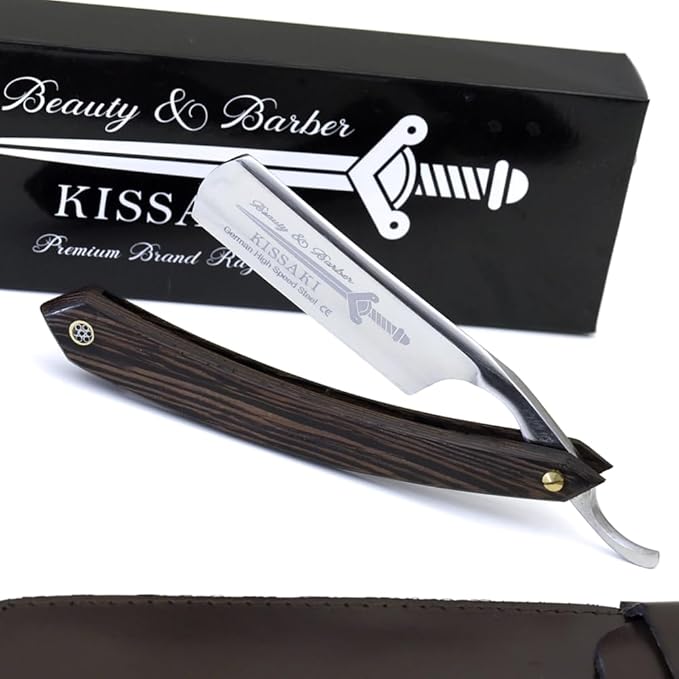Shave Ready Straight Razor - Straight Edge Razor with Wenge Wood Scale &amp Sheath ? Sharp High Speed Steel Straight Edge Razors for men Classic Barber Accesories