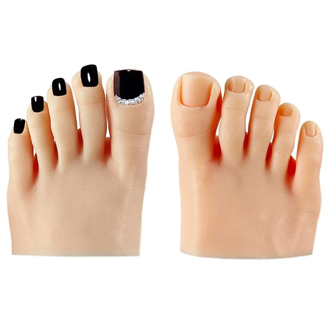 1 Pair Fake Foot Silicone Feet Nail Art Training Foot Silicone Practice Feet Model for Pedicure Toe Nail Art Acrylic Nails