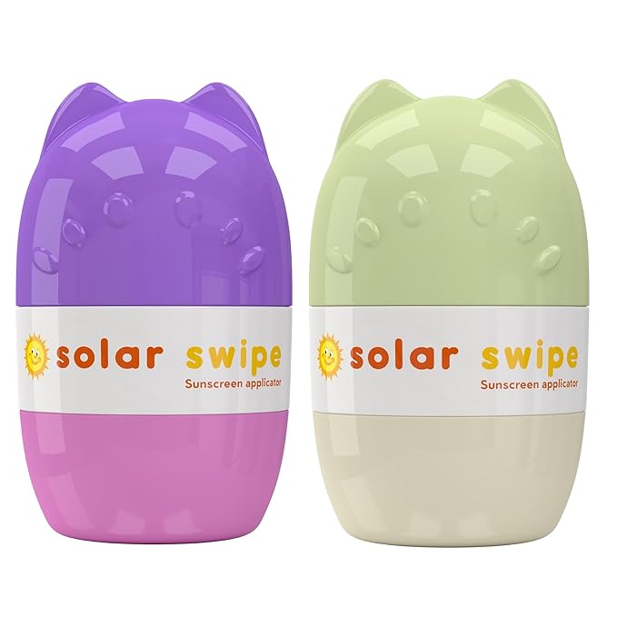 Sunscreen Applicator - Refillable Roll On for Kids &amp Adults Mess-Free Sunscreen Roller &amp Sponge Dispenser Portable Sun Protection Ideal for Travel &amp Outdoor Use (Olive &amp Purple)