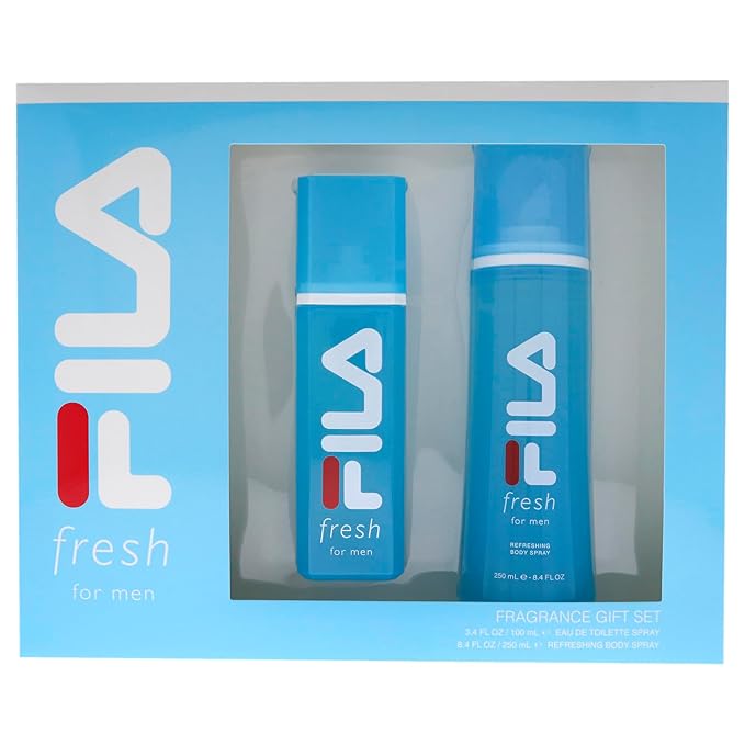 Fila Fragrance Giftset for Men - Cool Clean And Refreshing Fragrance And Body Mist - Extra Strength Long Lasting Scent Payoff - Trendy Rectangular Streamlined Portable Bottle Design - 2 Pc