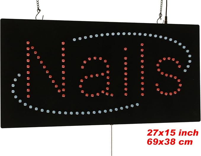 Nails Sign Jumbo Size 27x15 69x38cm TOPKING LED Neon Florescent Signage Signboard Display Billboard Screen Grand Opening Gift