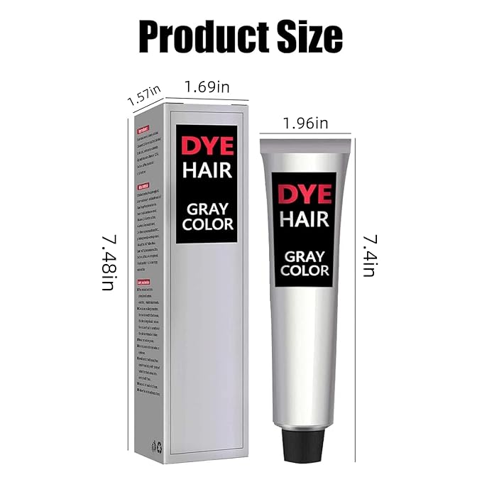 Silver Gray Natural Hair Dye Cream Silver Gray Hair Dye Fashion Permanent Hair Dye Light Gray Silver Color Cream Silver Hair Dye Silver Gray Hair Dye Cream for All Hair Types (Silver 2PCS)