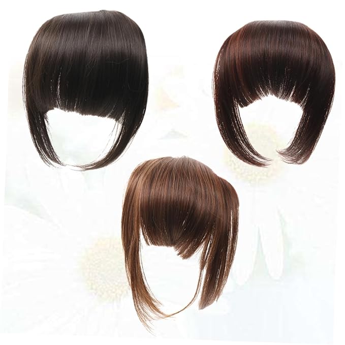 NOLITOY 9pcs Fashionable Women Hair Accessories Black Head Hair Wig Replacement Bangs Straight Extensions Flat for Heart Long Face Shapes