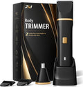 Electric Razor for Men IPX7 Waterproof Versatile Shaver for Temple Groin Nose Ear Hairs Beard Body Hair Trimmer Painless Grooming Kit with 2 Replaceable Heads Birthday Gifts for Men