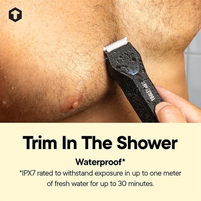 TOOLETRIES The Shearer - Groin &amp Body Hair Trimmer for Men Electric Shaver for Pubic Hair Balls Groin Chest Legs Waterproof Wet/Dry Clippers Rechargeable Bonus Shower Kit