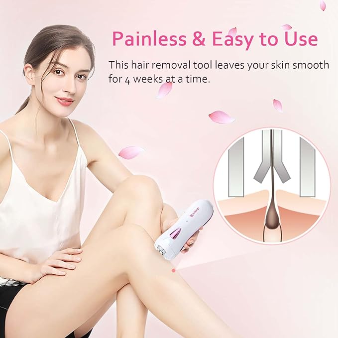 Epilator for Women Smooth Glide Epilator Facial and Body Hair Remover with LED Light Rechargeable Hair Removal Device for Face Bikini Armpits Arms and Legs