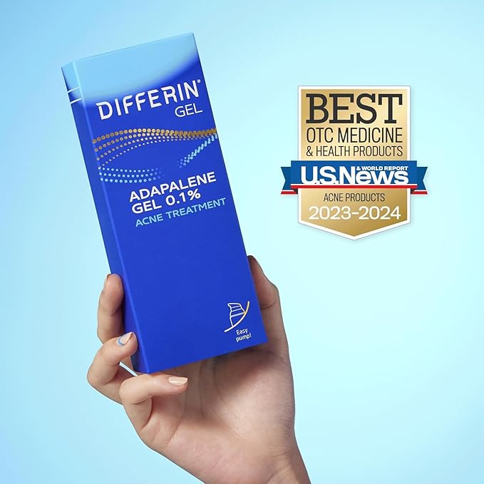 Differin Acne Treatment Gel 90 Day Supply Retinoid Treatment for Face with 0.1% Adapalene Gentle Skin Care for Acne Prone Sensitive Skin 45g Pump (Packaging May Vary)