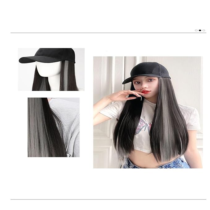 Women's Hat wig Duck Tongue hat collarbone Hair Straight hair inner Buckle wig Baseball Cap Sun Hat Wave Curly Hair