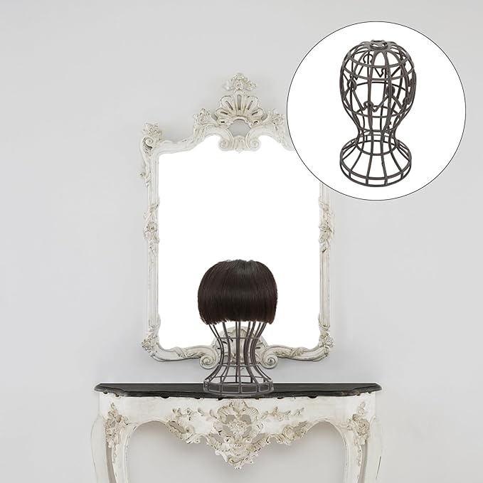 2Pcs Portable Wig Head Stand Holder Gray Plastic Multi-purpose Display for Hair Styling Wig Making Hat and Glasses Display Beauty Accessory for Salon and Home Use