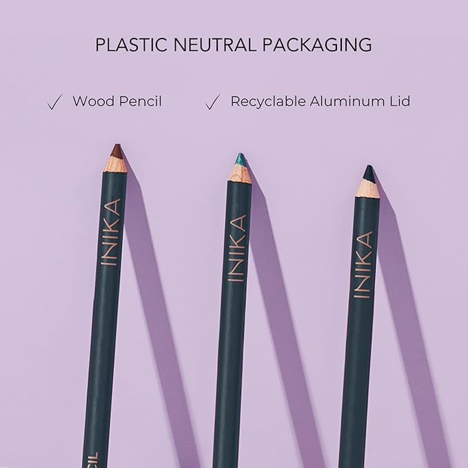 INIKA Organic Hypoallergenic Vegan Eye Pencil | Long-Lasting Water-Resistant Makeup Richly Pigmented Vit E + Coconut Oil Gentle for Sensitive Eyes Cruelty-Free &amp Sustainable Packaging. BLACK