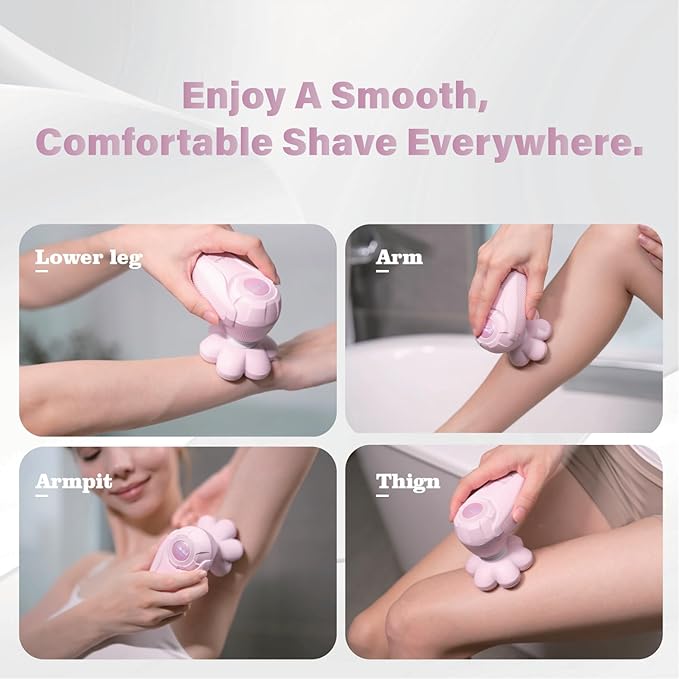 3-in-1 Electric Razor for Women Painless Bikini Trimmer &amp Body Shaver IPX7 Waterproof Wet/Dry 120-Min Type-C Rechargeable Gentle &amp Smooth Pink Shaver Ideal Holiday Gift for Her