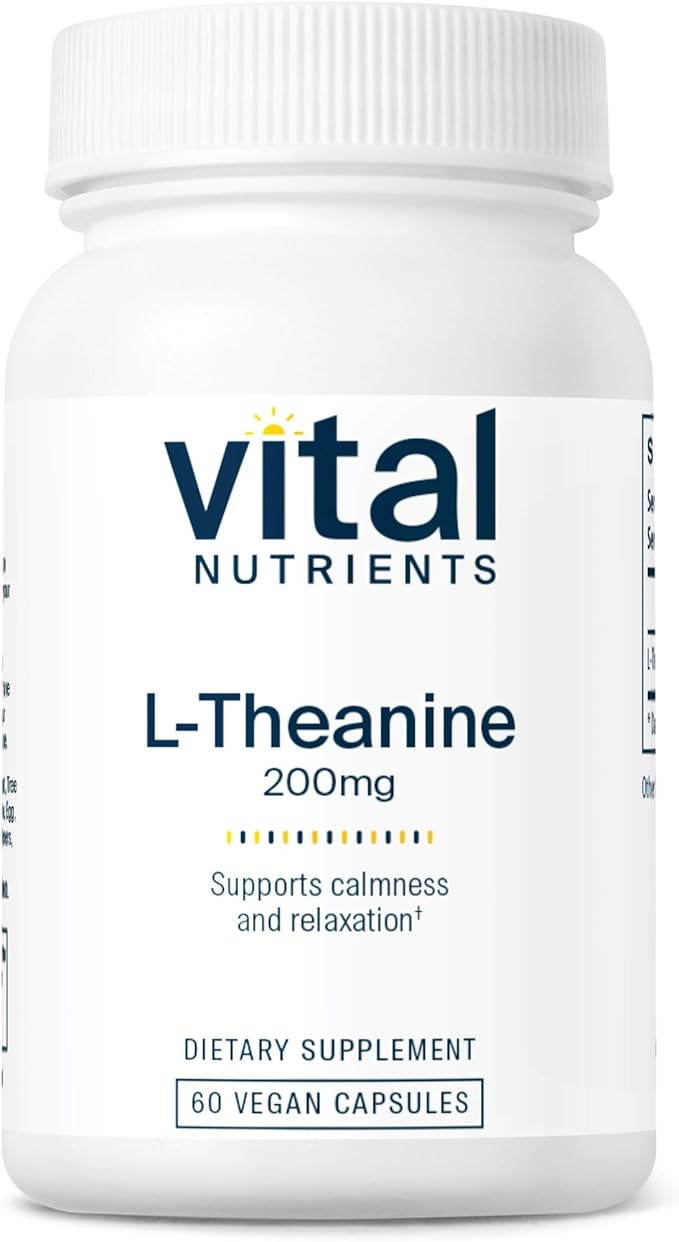 Vital Nutrients L-Theanine 200mg | Vegan Supplement | L Theanine Supplement Supports Normal Stress Levels and Cognitive Function* | Gluten Dairy and Soy Free | 60 Capsules