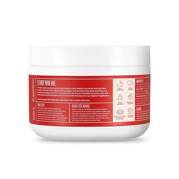 Overtone Semi Permanent Hair Color Conditioner Extreme Red is now Ruby Red 8 oz Nourishing Damage-Free Color Depositing Mask for All Hair Types with Shea Butter &amp Coconut Oil Cruelty-Free