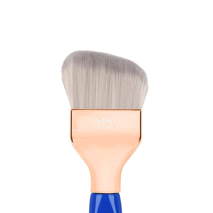 Bdellium Tools Professional Makeup Brush - Golden Triangle 971 Large Slanted Double Dome Blender - With All Vegan and Soft Synthetic Fibers For Foundation Application &amp Blending (Blue 1pc)