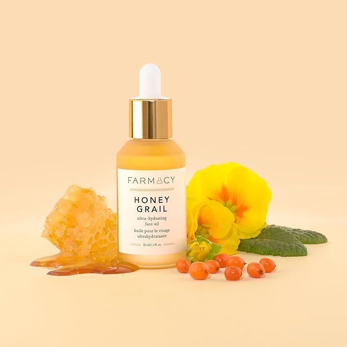 Farmacy Hydrating Face Oil - Honey Grail Nourishing Oil for Skin &amp Hair - Infused with Sea Buckthorn Oil Rosehip Oil &amp Buckwheat Honey to Moisturize &amp Maintain a Healthy Skin Barrier (30m