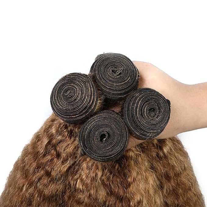 34 34 34 Inch P4/27 Honey Blonde Bundles Human Hair Brown Kinky Straight 3 Bundles Unprocessed Brazilian Virgin Remy Hair Double Weft Weave Human Hair Extensions