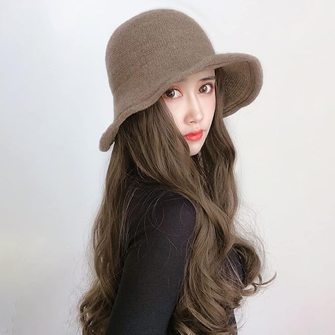 Wig Hat for Women Long Wavy Curly Hair Extensions Synthetic Wave Hat Perfect for Girls Women Bride Stylish Accessory