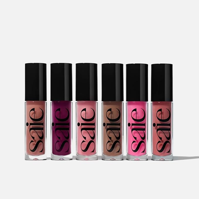 Saie Glossybounce - Hydrating Lip Gloss and Tinted Lip Oil Hybrid with Hyaluronic Acid &amp Jojoba Oil for Non-Sticky Ultra-Shiny Plump &amp Soft Lips - Everyday Makeup Essential - Dip (.17 oz)