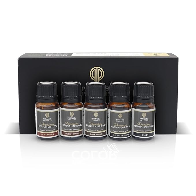 Parallel Products Henna Color Kit - Professional Hair Tint and Root Touch Up - 3 Gram Mini-Collection for Grey Coverage