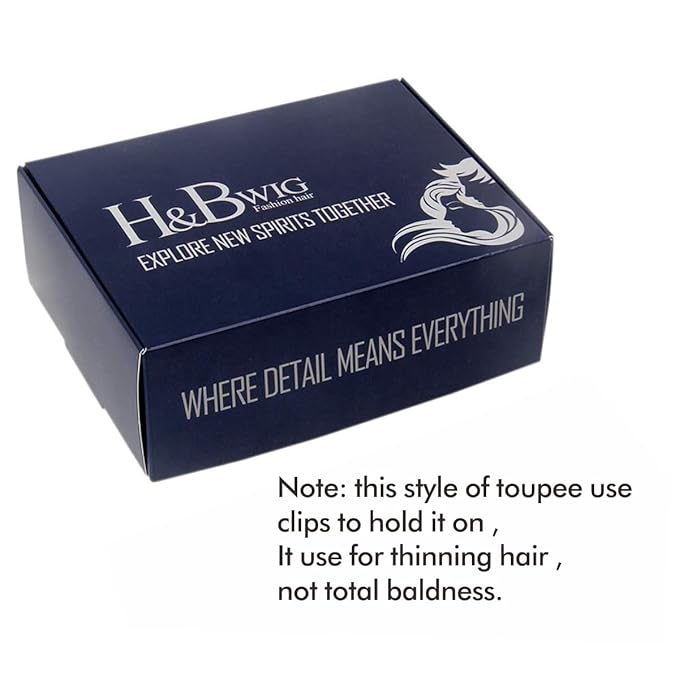 H&ampBwig toupee for menMen Short Toppers Hairpiece with toupee tapeClips in Hair Extensions for Covering White Loss Hair Glueless (Dark Brown)