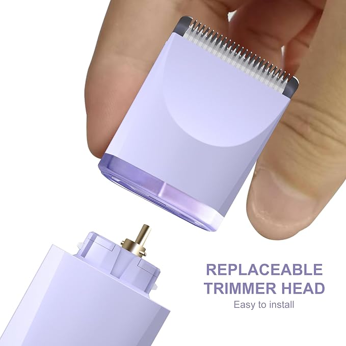 OLOV Electric Body Hair Trimmer - Groin Trimmer for Men - Bikini Trimmer Women - Wet/Dry Shaver Groomer Replaceable Ceramic Blade Heads USB Recharge Dock Waterproof Hygiene RazorPurple