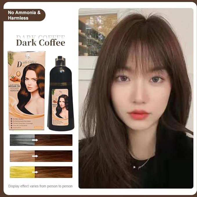 Hair Color Shampoo (Dark Coffee) ? Argan Oil Avocado &amp Keratin | No Ammonia | Perfect Grey Coverage | Hair Moisturizing &amp Nourishment | Easy At-Home Application