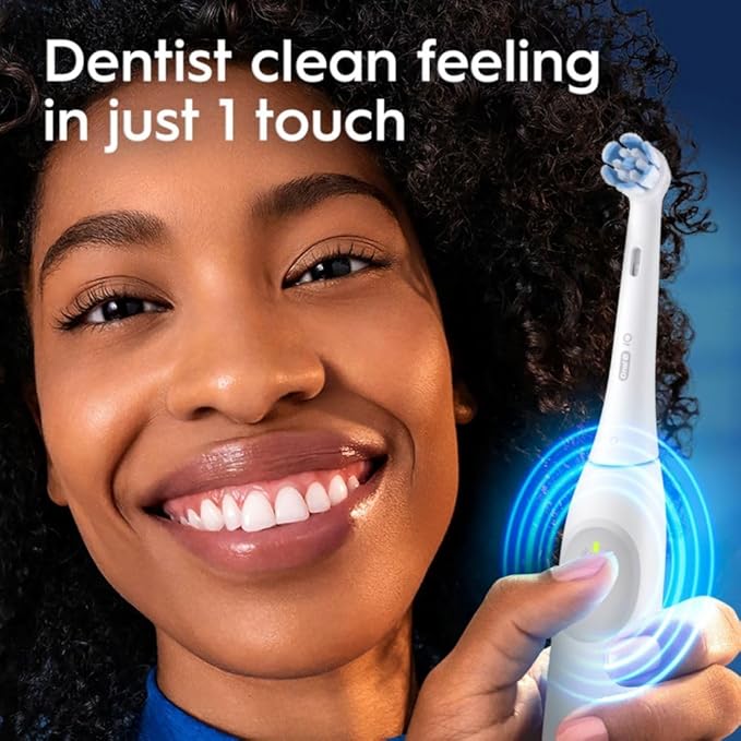 Oral-B iO Simple Clean Rechargeable Electric Powered Toothbrush Pure White with 1 Gentle Care Brush Head and 1 White Travel Case - Automatic Pressure Sensor to Protect Gums - 3 Modes -2 Min Timer