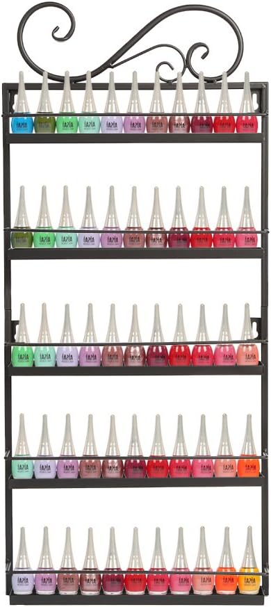 DAZONE Nail Polish Wall Mounted Rack Organizer Holds 50 Bottles Nail Polish Shelf Black